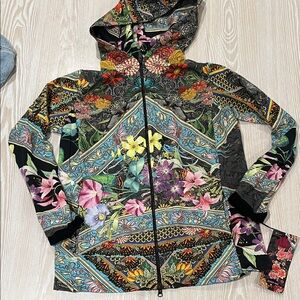 Johnny Was zip up multi print hoodie sz Small S
